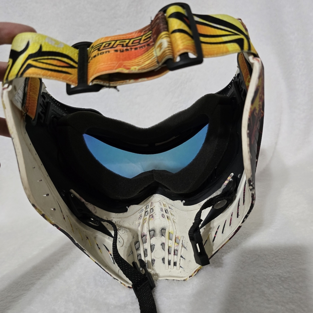 V-Force Grill Paintball Mask Orange Yellow Black With Normal Wear Used - Picture 4 of 16